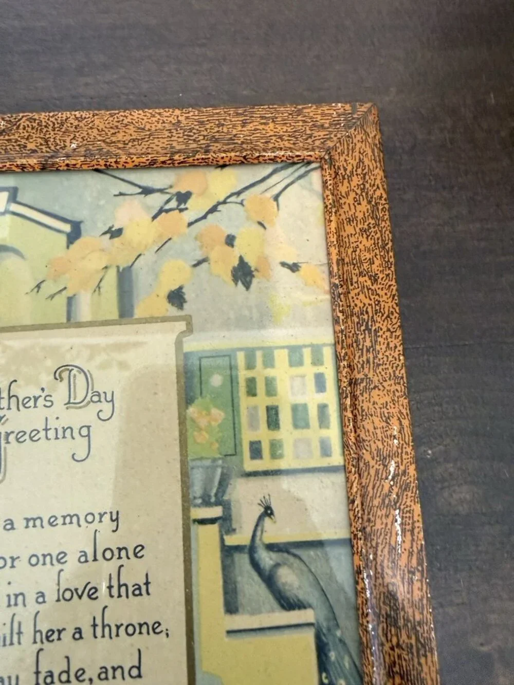 Vintage Mothers Day Greetings Metal Framed Collectable Print 7x9 Inches Set of 2